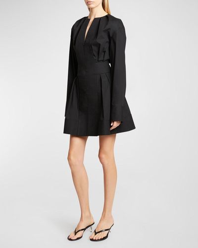 Proenza Schouler Eileen Fit-Flare Zip-Up Mini Dress - Black