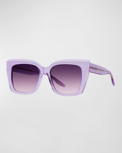 Barton Perreira Devine Square Acetate & Titanium Sunglasses - Purple
