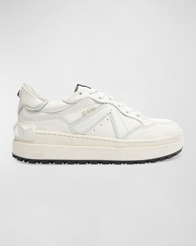 SCHUTZ SHOES Leather Low-Top Sneakers - White