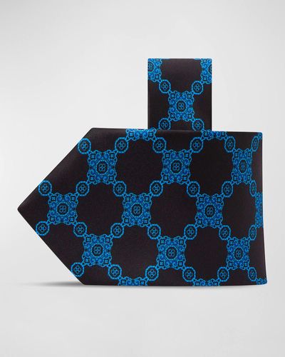 Stefano Ricci Connected Medallion Silk Tie - Blue