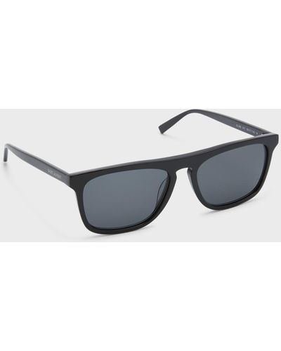 Saint Laurent Slim Acetate Aviator Sunglasses With Logo - Blue