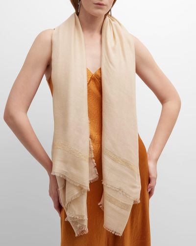 Bindya Accessories Gauze Evening Scarf With Sequin Stripe - Natural