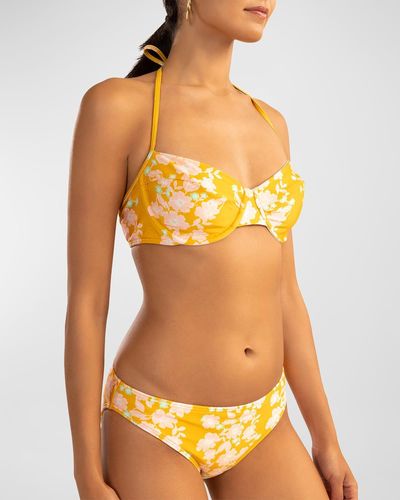 Shoshanna Floral Bra Halter Bikini Top - Orange