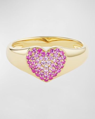 Emily P. Wheeler Lucy 18K Sapphire Pave Heart Ring - Pink