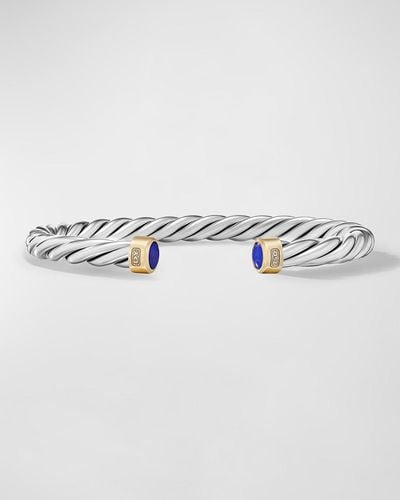 David Yurman Cable Cuff Bracelet In Silver With 18k Gold, 6mm - Metallic