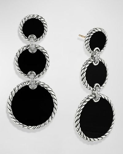 David Yurman Dy Elements Triple Drop Earrings With Pave Diamonds - Black