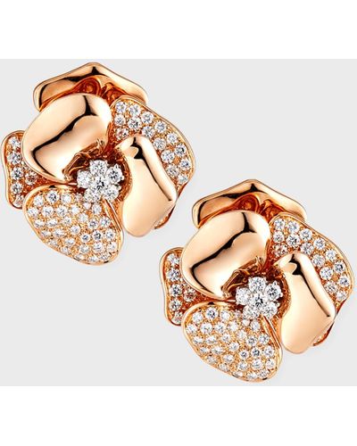 Leo Pizzo 18k Rose Gold Flower Earrings With Diamonds - Metallic