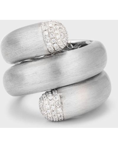 Piranesi 18K Satin Finish Pave Diamond Swirl Ring, Size 6.5 - Gray