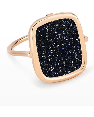 Ginette NY Rose Gold Blue Sandstone Antiqued Ring