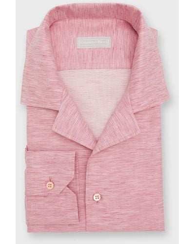 Stefano Ricci Heathered Notch Collar Sport Shirt - Pink