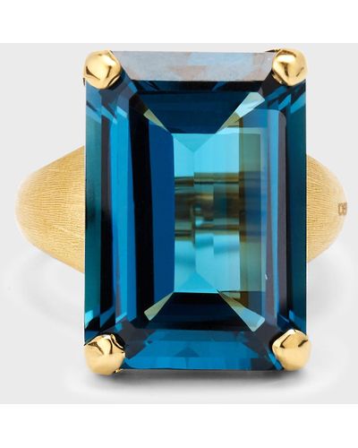 Marco Bicego Alta 18k Yellow Gold Ring With London Blue Topaz, Size 7