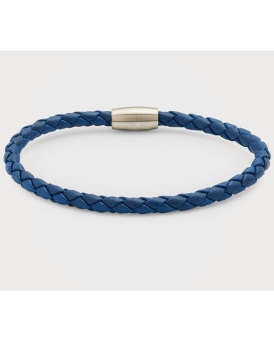 Jan Leslie Woven Leather Bracelet - Blue