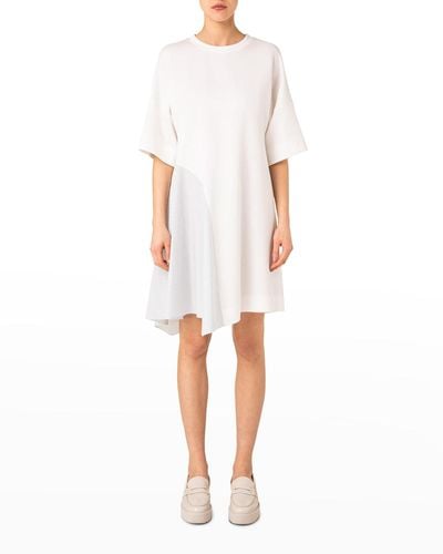 Akris Punto Mixed-media Stripe T-shirt Dress - White