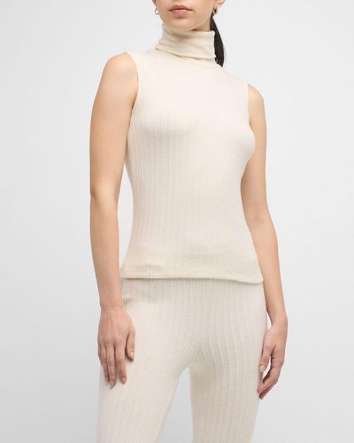 L'Agence Reeves Ribbed Button-detail Turtleneck in Black