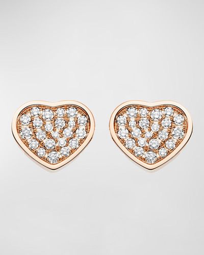 Chopard Happy Hearts 18k Rose Gold Diamond Stud Earrings - Natural