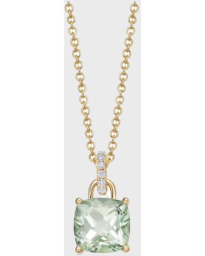 Kiki McDonough Kiki Classics Green Amethyst Diamond Pendant Necklace - Metallic