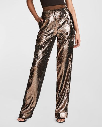 Halston Jett High-rise Straight-leg Sequin Pants - Multicolor