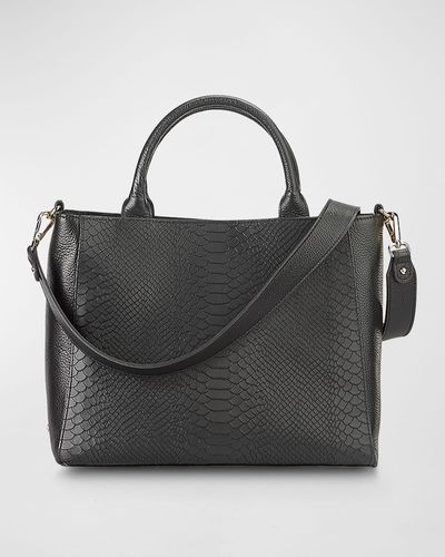 Gigi New York Hudson Python-Embossed Top-Handle Bag - Black