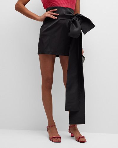 BERNADETTE Taffeta Mini Skirt W/ Bow Detail - Black