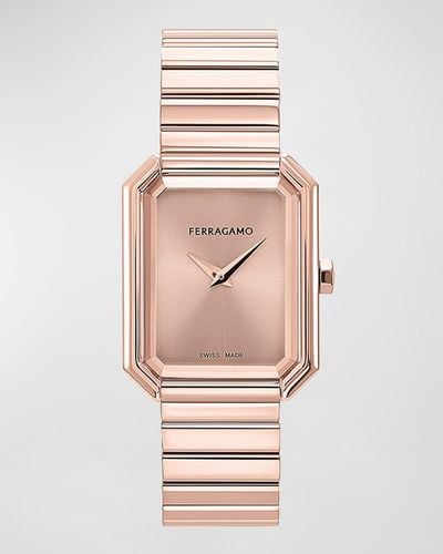 Ferragamo 26.5X33.5Mm Crystal Watch With Rose Dial - Pink