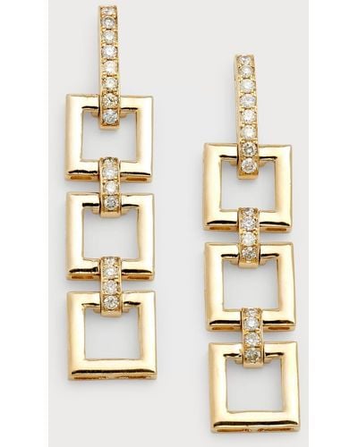 Siena Jewelry 14k Yellow Gold 3-square Diamond Chain Earrings - Natural