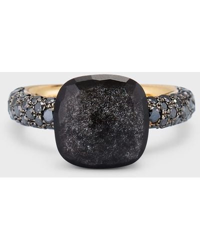 Pomellato Nudo 18k Rose Gold/titanium Obsidian & Black Diamond Ring, Size 51