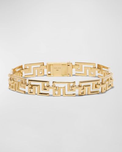 Azlee 18k Yellow Gold Greek Pattern Bracelet - Metallic