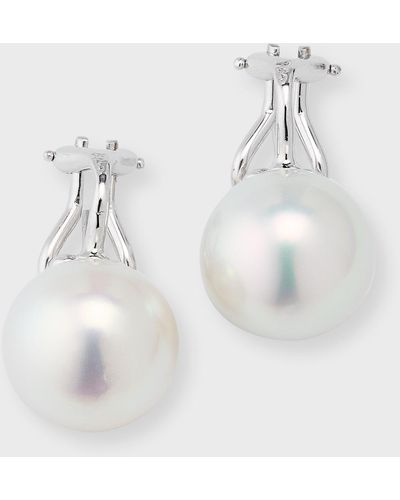 Assael 18k White Gold South Sea Pearl Earrings With Omega Clips
