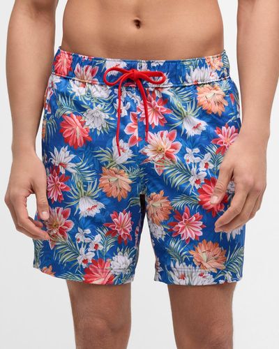 Robert Graham Hartman Floral-print Swim Shorts - Blue