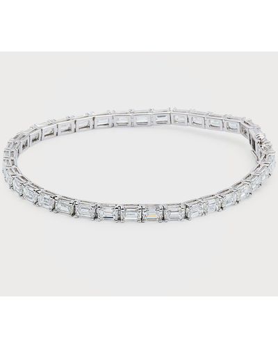 Neiman Marcus 18k White Gold Emerald-cut Diamond Bracelet, 7"l - Multicolor