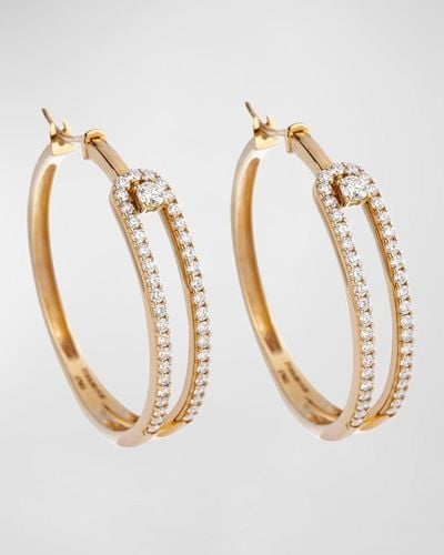 Krisonia 18K Medium/Large Hoop Earrings With Diamonds - White