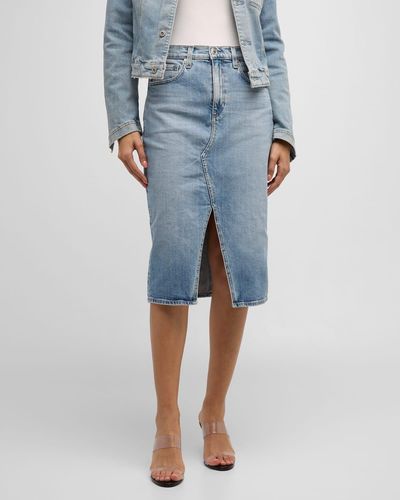 AG Jeans Alicia Denim Midi Skirt - Blue
