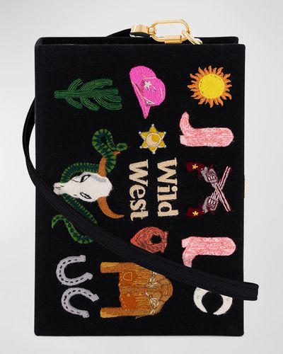 Olympia Le-Tan Wild West Book Clutch Bag - Black