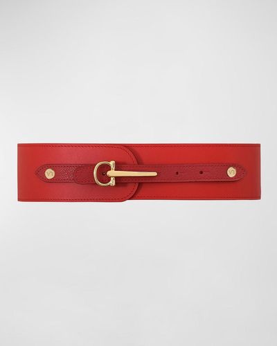 Vaincourt Paris La Gracieuse Wide Leather Belt - Red