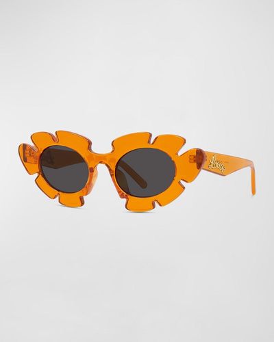 Loewe Flower Acetate Cat-eye Sunglasses - Orange