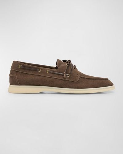 Loro Piana Sea-sail Walk Leather-trimmed Suede Boat Shoes - Brown