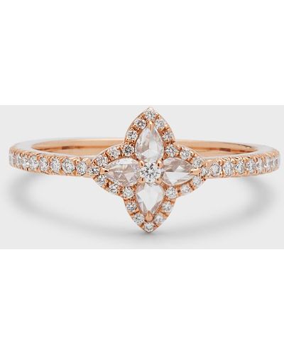 64 Facets 18k Rose Gold Blossom Motif Diamond Ring - White