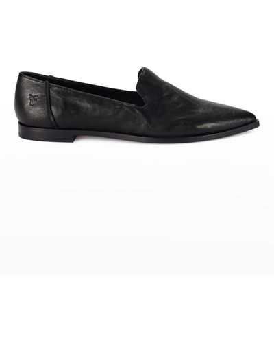 Frye Kenzie Leather Flat Loafers - Black