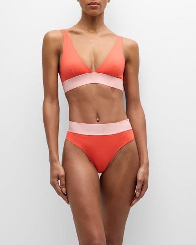 Versace Greca Border Bikini Top - Orange