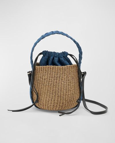Chloé X Mifuko Woody Small Basket Bag With Braided Handles - Blue