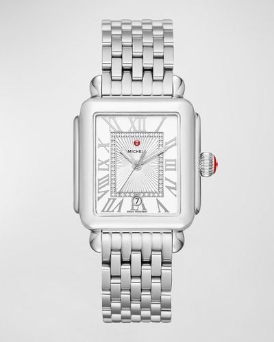 Michele Deco Madison Diamond-Dial Watch - White