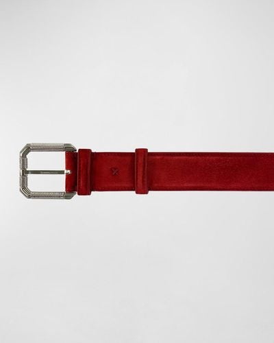 Stefano Ricci Solid Suede Belt - Red