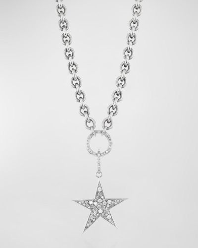 Sheryl Lowe Star Pendant Cable Chain Necklace With Diamonds - White