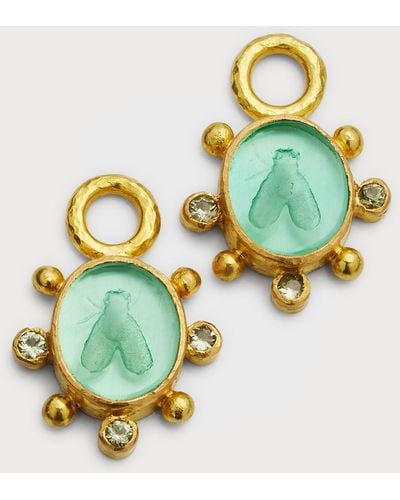 Elizabeth Locke 19k Yellow Gold Earring Pendant With Venetian Glass And Peridot - White