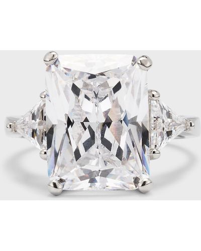 Golconda by Kenneth Jay Lane Emerald-Cut Cubic Zirconia With Trillion Side Stones Ring - Metallic