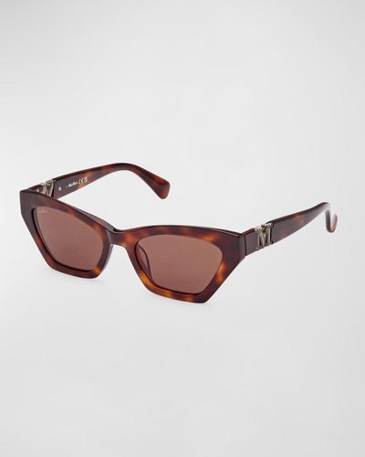 Max Mara Monogram Acetate Cat-eye Sunglasses - Brown