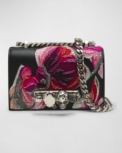 Alexander McQueen Mini Jewel Orchid Chain Shoulder Bag - Red