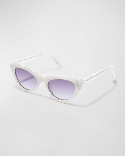 Lele Sadoughi Downtown Pearly Acetate Cat-Eye Sunglasses - Multicolor