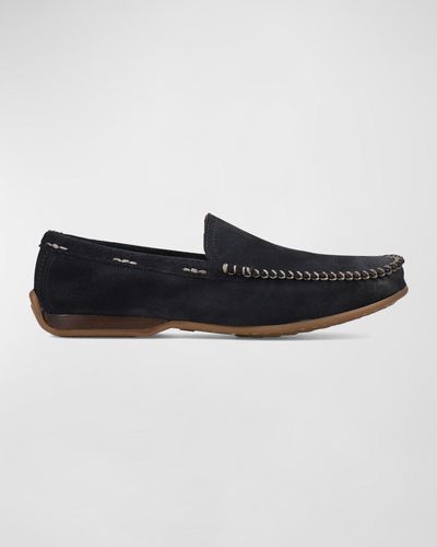 Frye Lewis Leather Venetian Loafers - Black