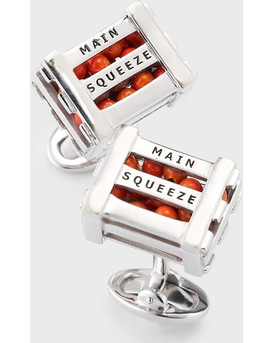 Jan Leslie Sterling Main Squeeze Crate Cufflinks - White